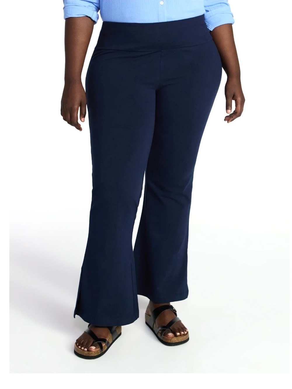 NEW Terra & Sky Women's Flare Leggings High Rise NAVY Size 2x - Picture 5 of 8